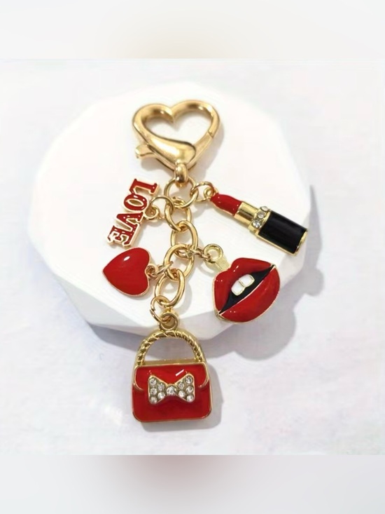 Accessories - Red Lipstick & Purse Charm Keychain NIP
